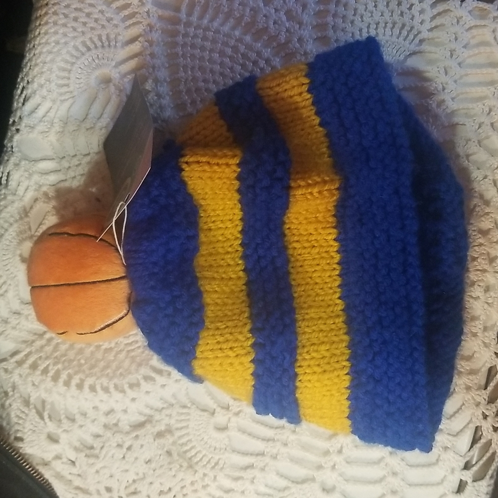 HAND CRAFTED Childs baskketball stocking hat